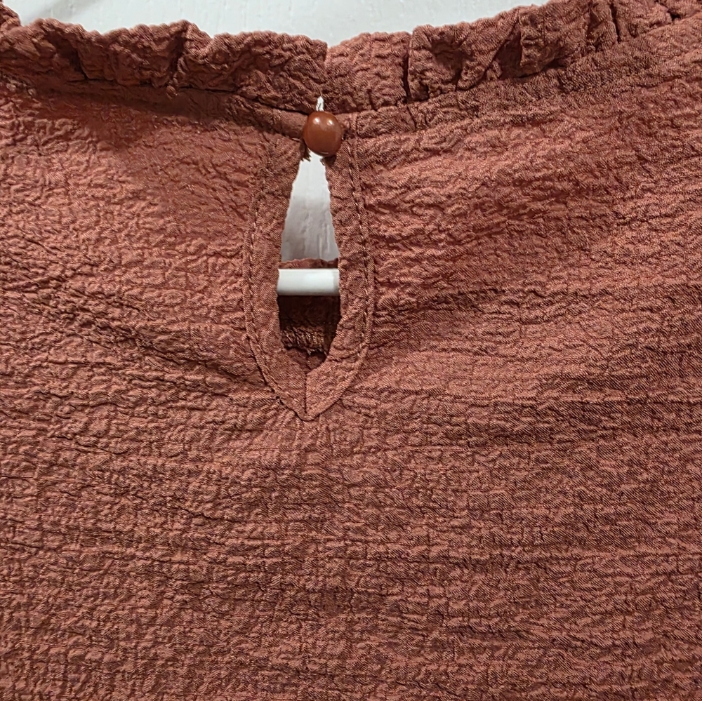 SHEIN Rust Ruffle Sleeve Blouse - Picture 4 of 5